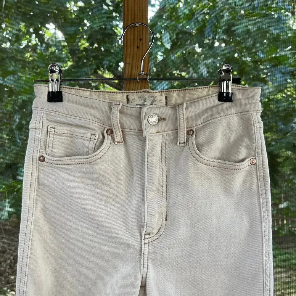 Free People Women's High Rise Skinny Jeans Ivory Size 27